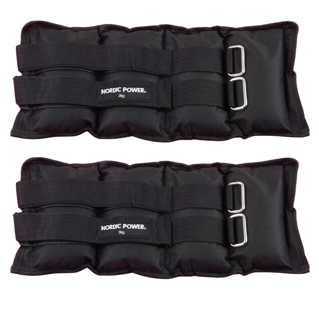 Fotledsvikter 3 kg. Set, svarta Oxford, 2 st - NORDIC POWER