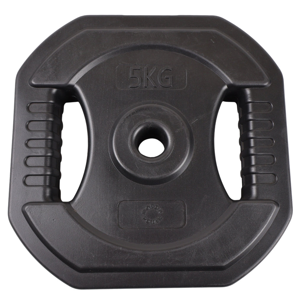 2 st. Bodypump viktskivor 5 kg. SVART - NORDIC POWER - Ø25 mm
