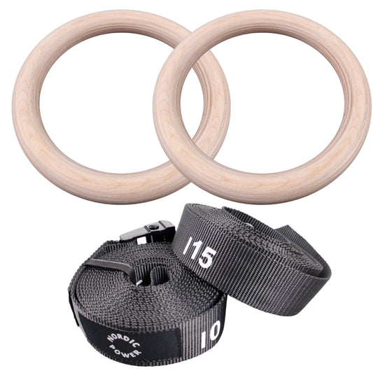 Gymnastikringar / Gymringar av trä, måltavlor på rem - NORDIC POWER
