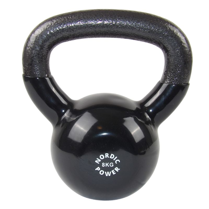 Kettlebell 8 kg. Svart gjutjärn och vinyl - NORDIC POWER