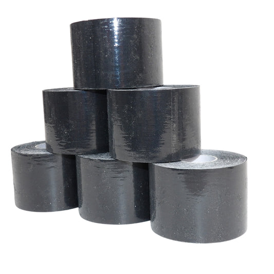 Sporttejp Resårband, 5 cm x 5 meter, svart - 6 rullar