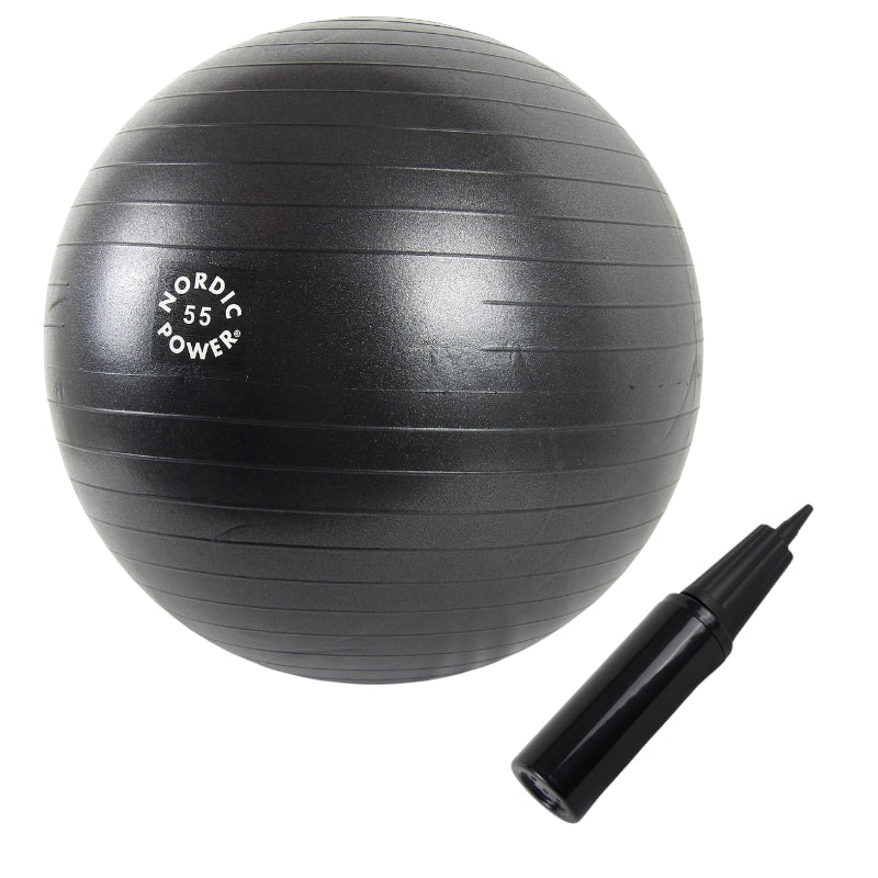 Träningsboll 55 cm svart, inkl. pump - NORDIC POWER