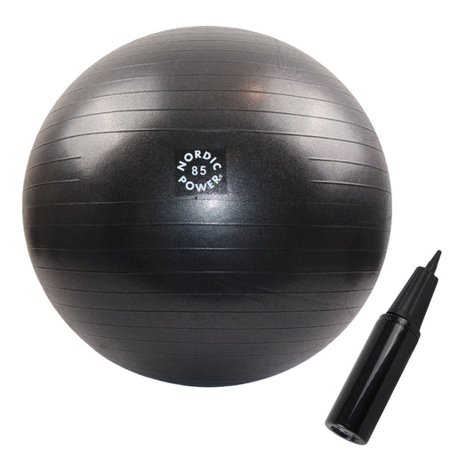 Träningsboll 85 cm svart, inkl. pump - NORDIC POWER