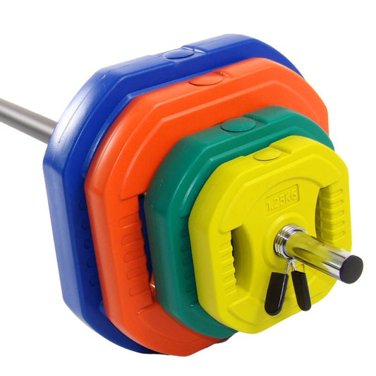 Bodypumpset 35 kg. Med blå 7,5 kg. Skivor - NORDIC POWER - Ø25 mm.