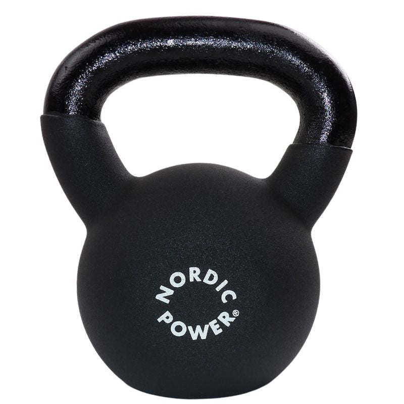 Kettlebell 12 kg. Svart gjutjärn och vinyl - NORDIC POWER - DEMO