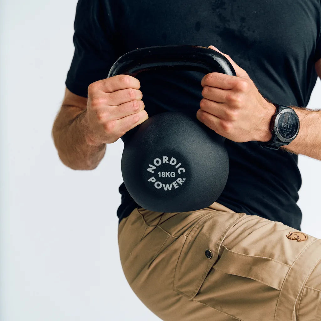 Kettlebell 18 kg. Gjutjärn och neopren - NORDIC POWER
