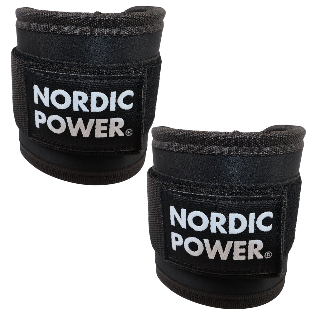 Fotledsremmar svarta med fleece och solida metallringar - NORDIC POWER