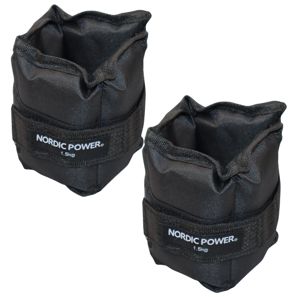 Fotledsvikter 1,5 kg. Set, svarta Oxford, 2 st - NORDIC POWER
