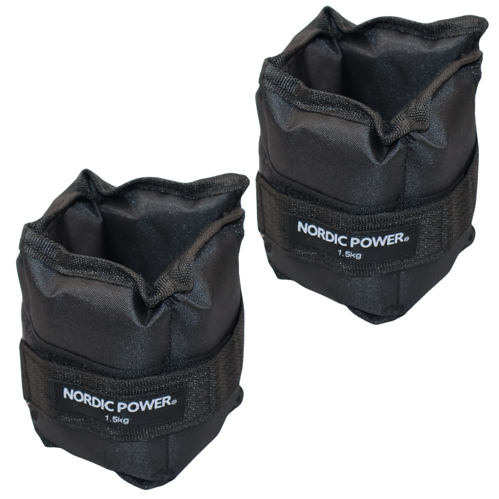 Fotledsvikter 1,5 kg. Set, svarta Oxford, 2 st - NORDIC POWER