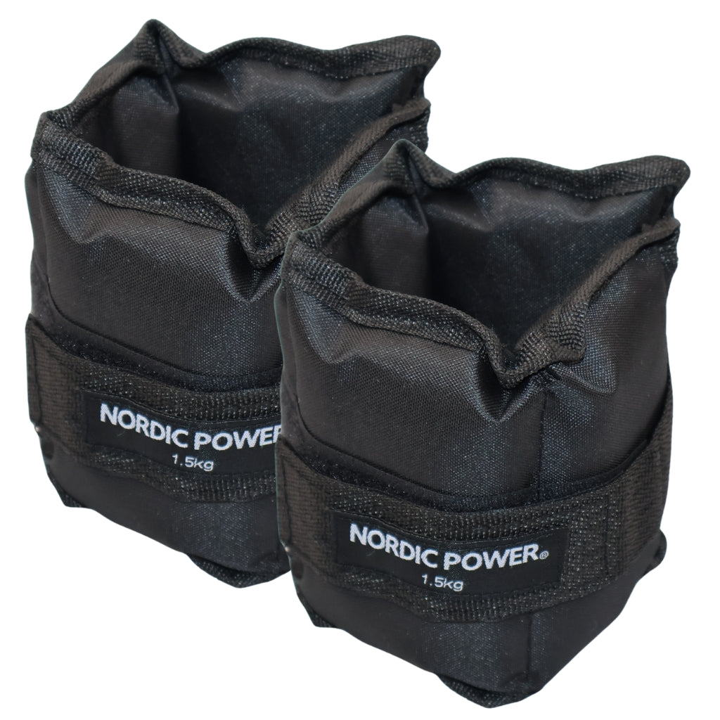 Fotledsvikter 1,5 kg. Set, svarta Oxford, 2 st - NORDIC POWER