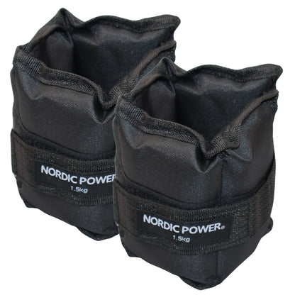 Fotledsvikter 1,5 kg. Set, svarta Oxford, 2 st - NORDIC POWER