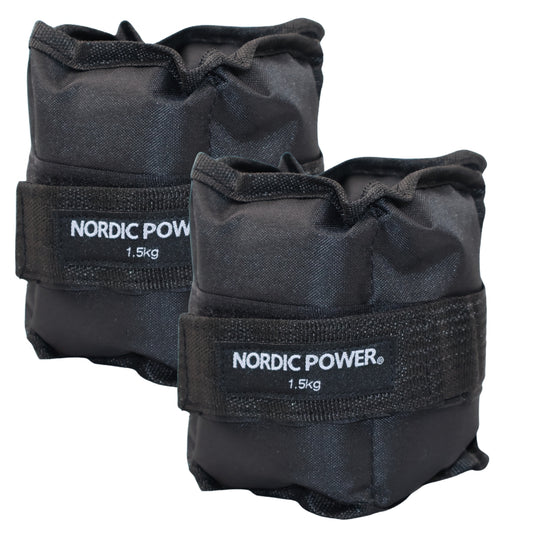 Fotledsvikter 1,5 kg. Set, svarta Oxford, 2 st - NORDIC POWER