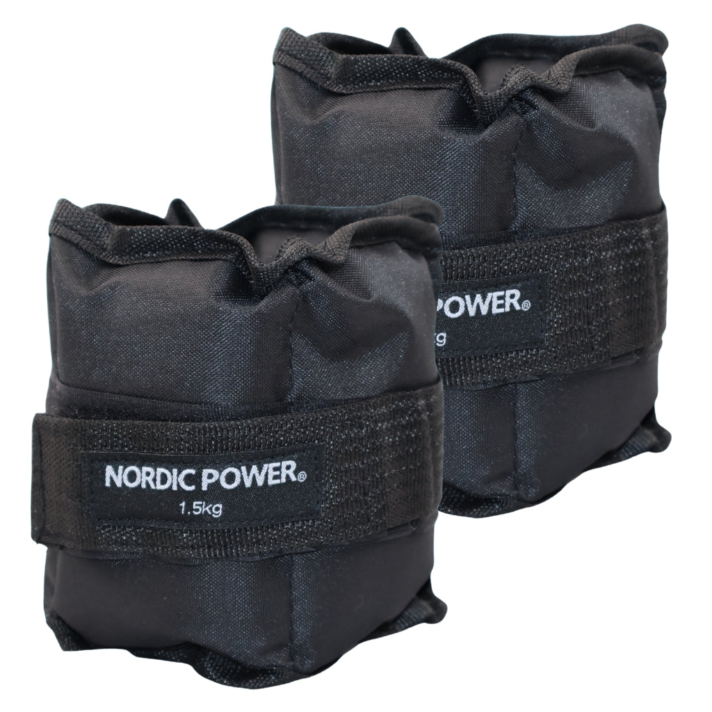Fotledsvikter 1,5 kg. Set, svarta Oxford, 2 st - NORDIC POWER