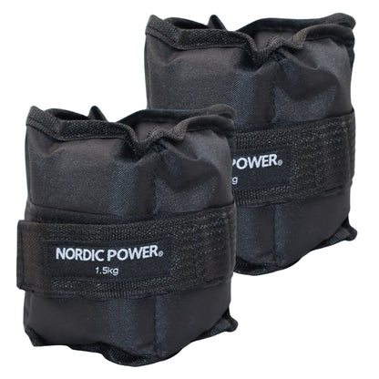 Fotledsvikter 1,5 kg. Set, svarta Oxford, 2 st - NORDIC POWER