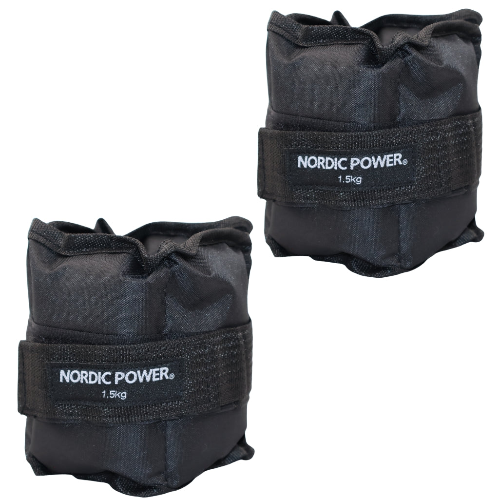 Fotledsvikter 1,5 kg. Set, svarta Oxford, 2 st - NORDIC POWER