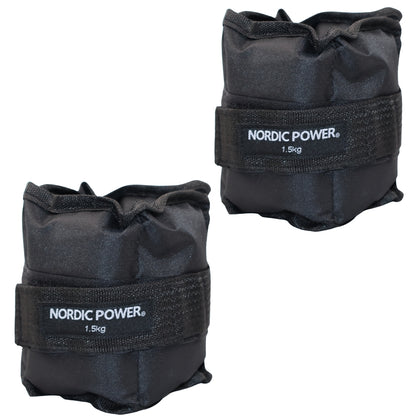 Fotledsvikter 1,5 kg. Set, svarta Oxford, 2 st - NORDIC POWER