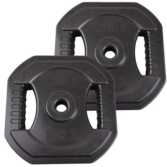 2 st. Bodypump viktskivor 5 kg. SVART - NORDIC POWER - Ø25 mm
