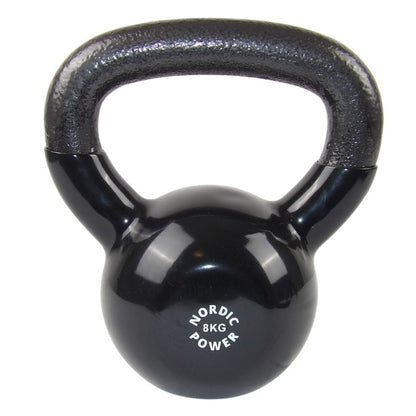 Kettlebell 8 kg. Svart gjutjärn och vinyl - NORDIC POWER