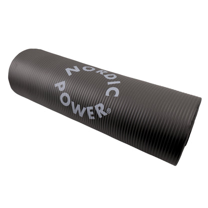 Träningsmatta Svart 1,5 cm tjock, med påse - NORDIC POWER