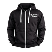 Sort Hoodie, Hættetrøje med lynlås Str. L, sporty fit - NORDIC POWER