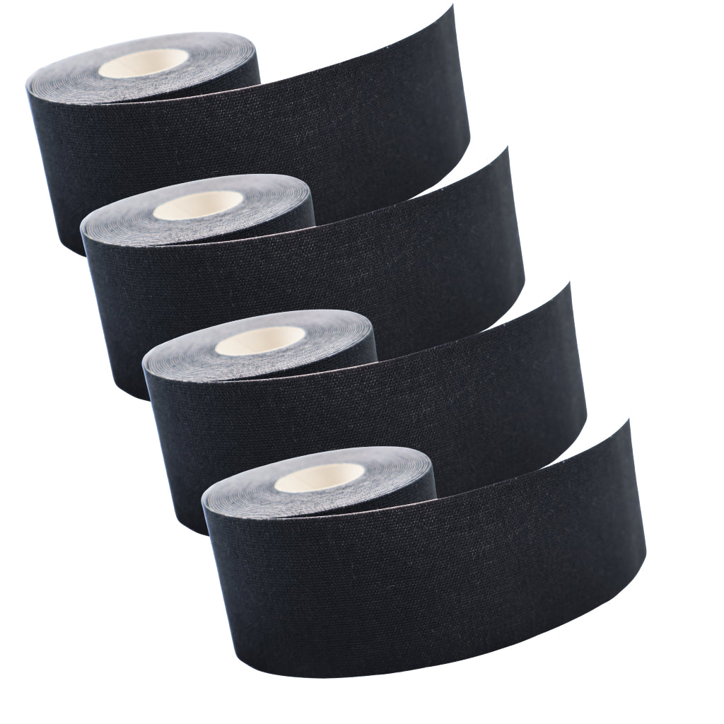Sporttejp Elastisk, 5 Cm x 5 Meter, Svart - 6 rullar