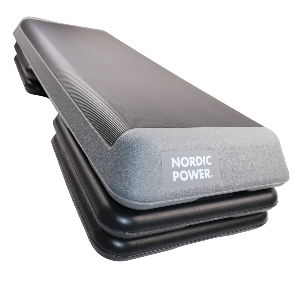 Stegbänk justerbar 68 cm, svart och grå - NORDIC POWER
