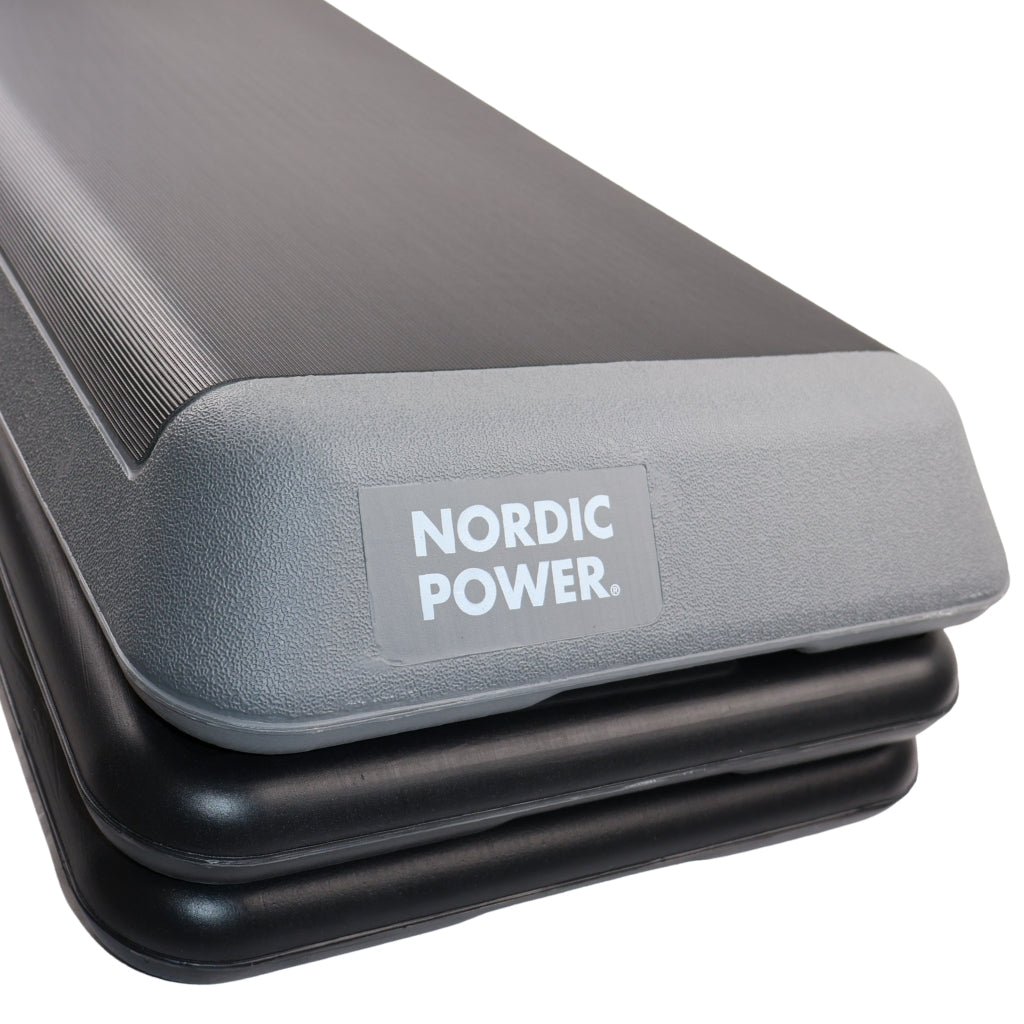 Stegbänk justerbar 68 cm, svart och grå - NORDIC POWER