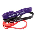 Styrkeband 3-pack. Röd, Svart, Lila i Latex - NORDIC POWER
