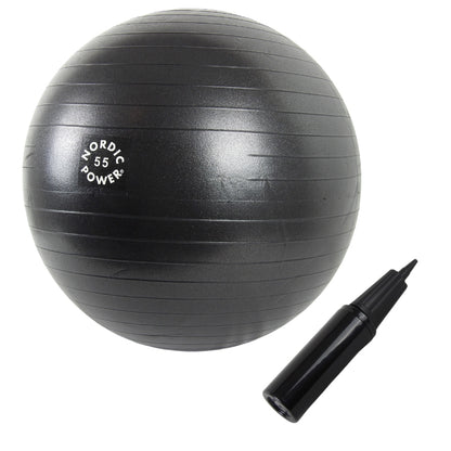 Träningsboll 55 cm svart, inkl. pump - NORDIC POWER