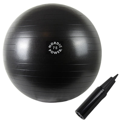 Träningsboll 75 cm svart, inkl. pump - NORDIC POWER
