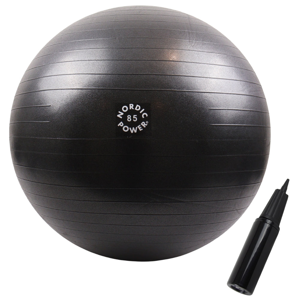 Träningsboll 85 cm svart, inkl. pump - NORDIC POWER