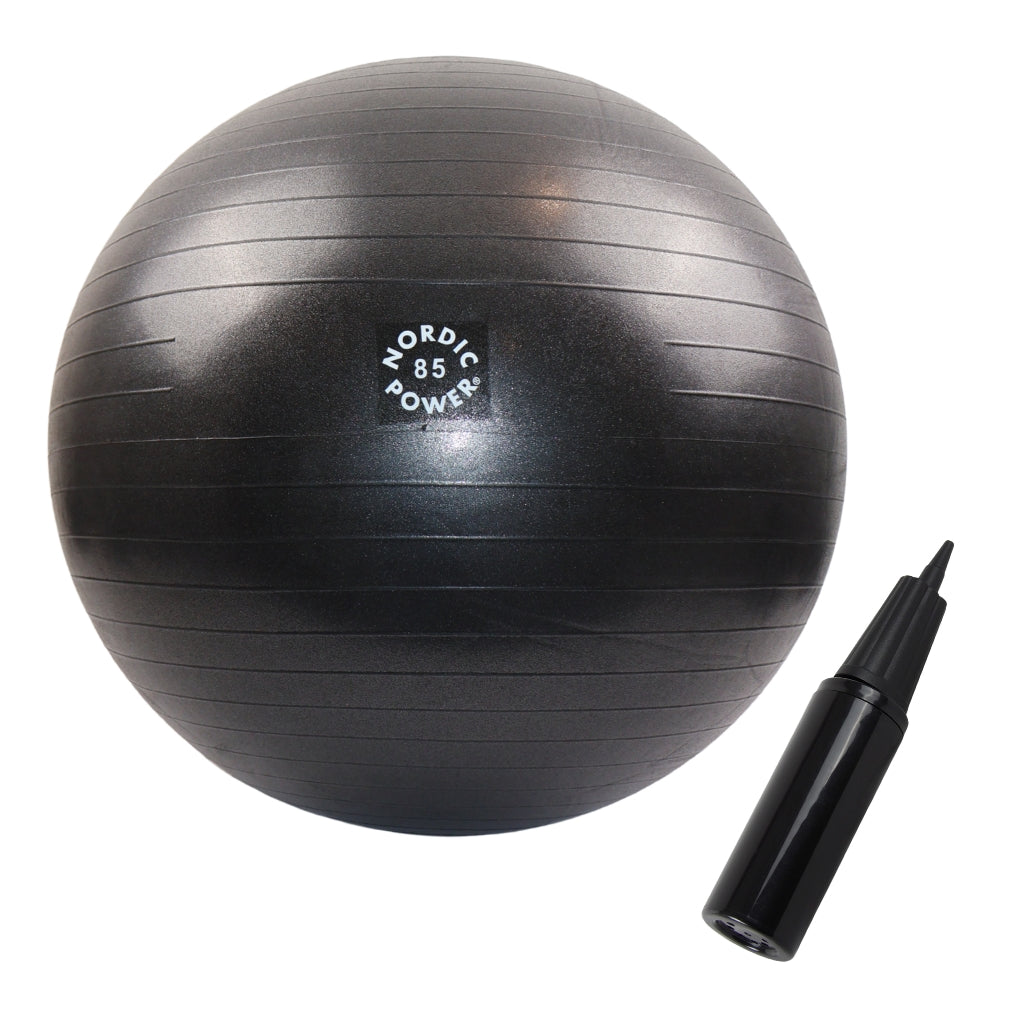 Träningsboll 85 cm svart, inkl. pump - NORDIC POWER