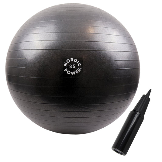 Träningsboll 85 cm svart, inkl. pump - NORDIC POWER
