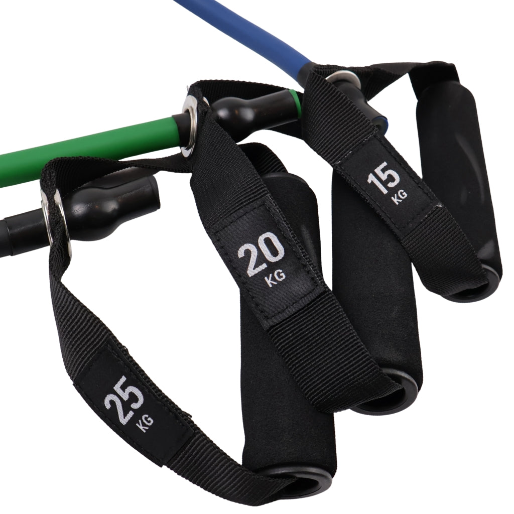 Träningsband med handtag, 3-pack. Träningstubes i latex - NORDIC POWER