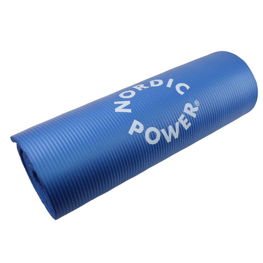 Träningsmatta Svart 1,5 cm tjock, med påse - NORDIC POWER