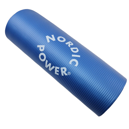 Träningsmatta Svart 1,5 cm tjock, med påse - NORDIC POWER