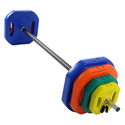 Bodypumpset 35 kg. Med blå 7,5 kg. Skivor - NORDIC POWER - Ø25 mm.