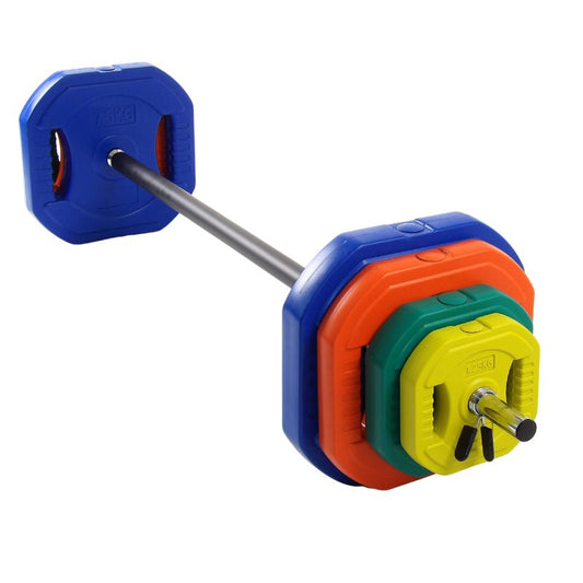 Bodypumpset 35 kg. Med blå 7,5 kg. Skivor - NORDIC POWER - Ø25 mm.